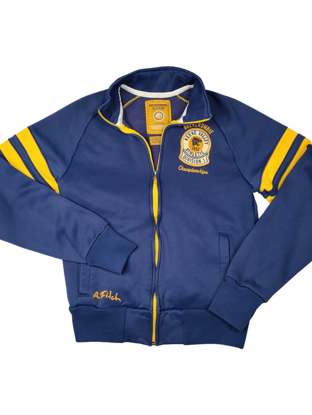 VTG Y2K Abercrombie & Fitch Mens Large Full Zip Track Jacket A&F 1892 Athletics